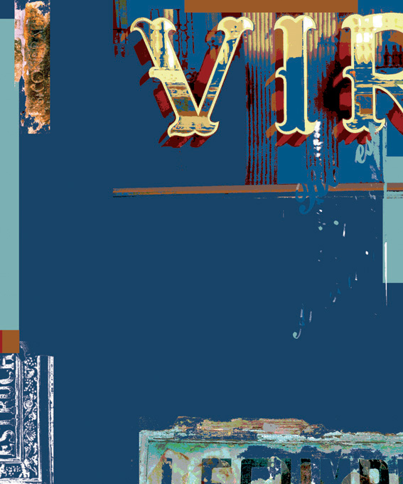 Multicolour digital print based on Barcelona street typography
